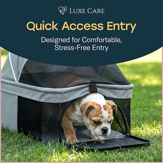 4 Wheel Foldable Pet Stroller - Lightweight Dogs and Cats Stroller Upto 44lbs with Mesh Canopy, Storage Basket and Cup Holder, Durable for Walks and Outings (Small)
