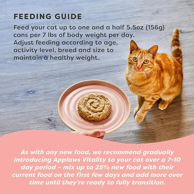 Applaws Vitality Wet Cat Food Paté, Natural Cat Food with Added Vitamins & Minerals, Grain-Free, Carrageenan Free, Chicken Breast Recipe (24 Count, 5.5oz Cans)