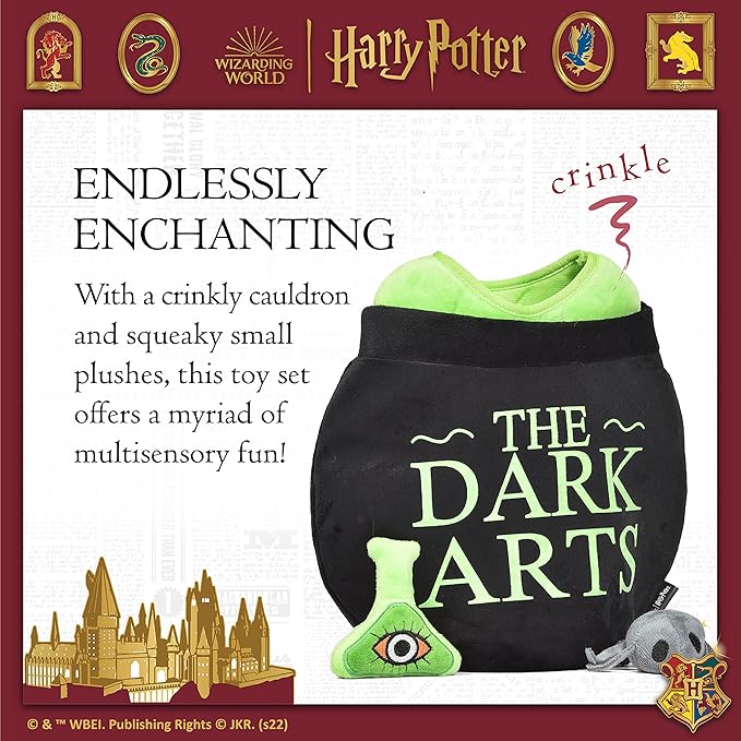 Harry Potter 10" Dark Arts Potion Burrow Toy | Harry Potter Dog Toy Dark Arts Cauldron with Plush Removable Parts | Harry Potter Dark Arts Cauldron, Potion, and Spider Toys for Dogs