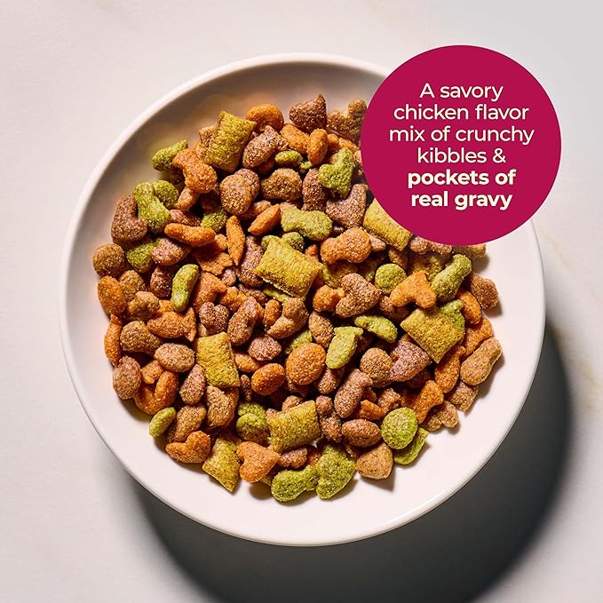 Meow Mix Gravy Bursts Dry Cat Food,Chicken,3 LB Bag,(Pack of 2)