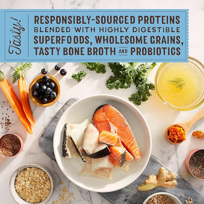 Stella & Chewy's SuperBlends Raw Blend Wholesome Grains Wild-Caught Whitefish & Salmon Recipe with Superfoods, 3.25 lb. Bag (Pack of 2)