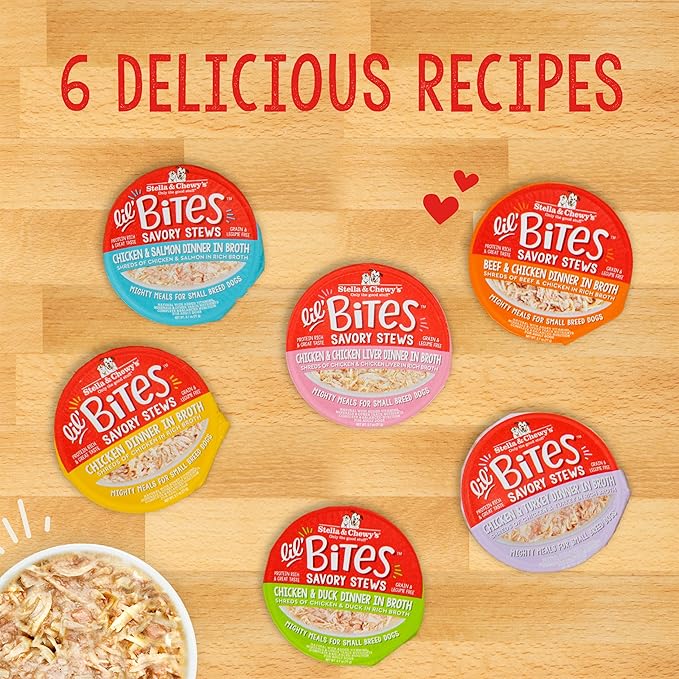 Stella & Chewy's Lil Bites Savory Stews for Small Breeds Chicken Dinner in Broth,2.7 oz. Cups,(Pack of 24)