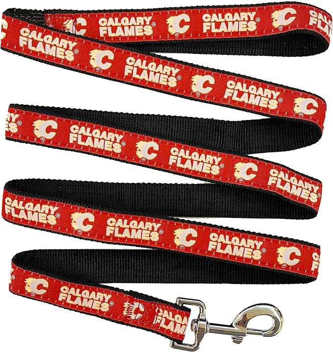 Pets First NHL Calgary Flames Leash for Dogs & Cats, Walk Cute & Stylish! The Ultimate Hockey Fan Leash!, Large (6 ft Long x 1 in Width) (CGY-3031-LG)