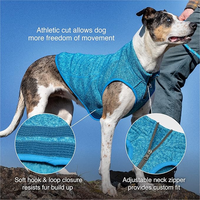 Kurgo Core Dog Sweater, Knit Dog Sweater with Fleece Lining, Cold Weather Pet Jacket, Zipper Opening for Harness, Adjustable Neck, Year-Round Sweater for Large Dogs (Heather Red, X-Large)