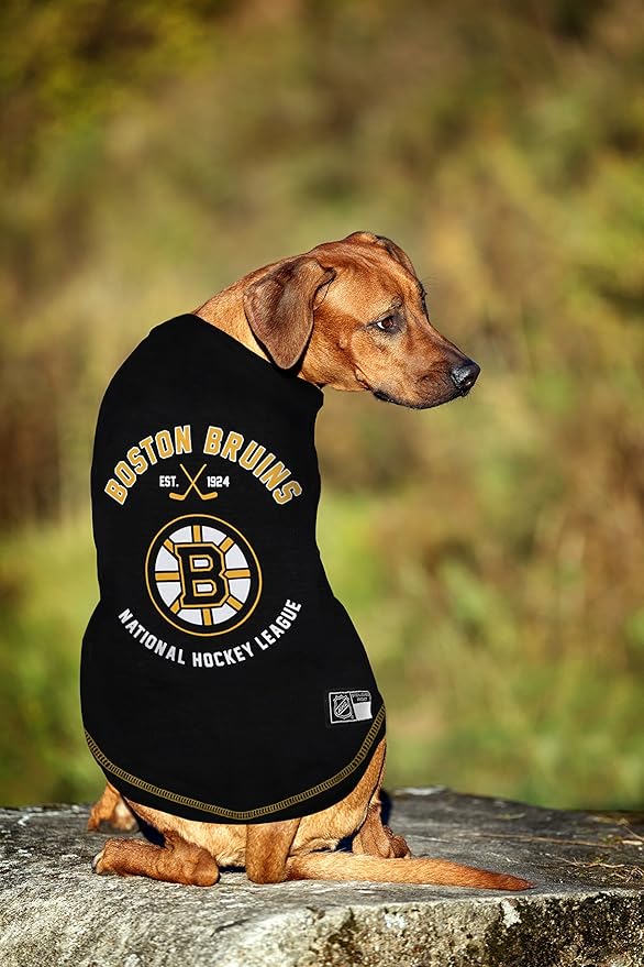NHL Boston Bruins Tee Shirt for Dogs & Cats, Large. - Are You A Hockey Fan? Let Your Pet Be An NHL Fan Too!