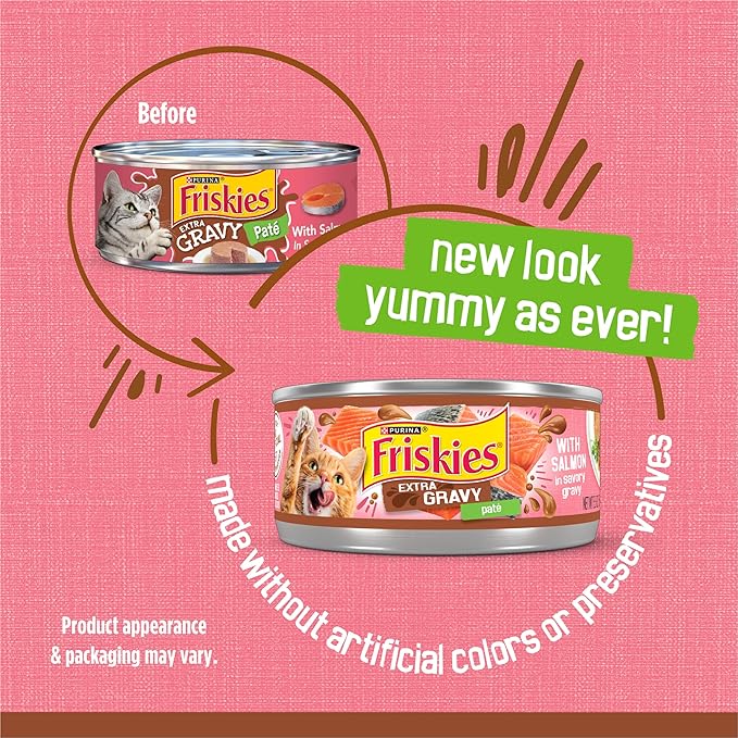 Purina Friskies Wet Cat Food Extra Gravy Pate With Salmon in Savory Gravy - (Pack of 24) 5.5 oz. Cans