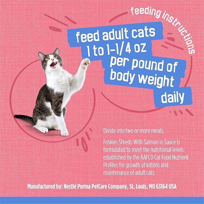 Friskies Purina Shreds with Salmon in Sauce Wet Cat Food - 5.5 oz. Cans (Pack of 48)
