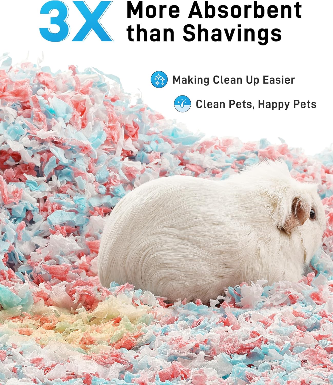 BUCATSTATE Hamster Bedding 70L, 99% Dust-Free Guinea Pig Bedding Odor Control Paper Bedding, Cozy Small Animal Bedding for Rabbit Rat Syrian Dwarf Hamsters Gerbils (Confetti)