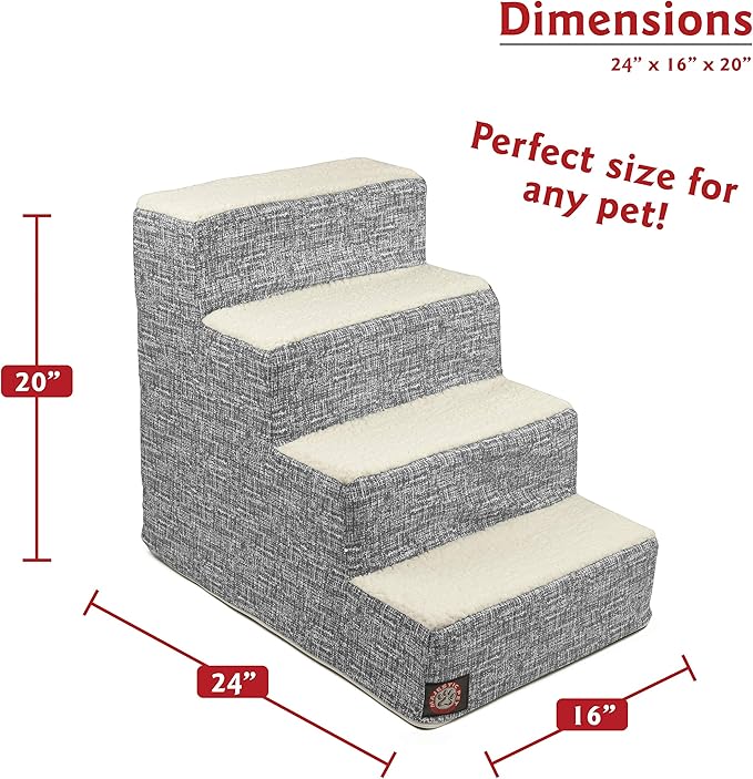 Majestic Pet Portable Pet Stairs | Soft Sherpa Steps Foam Feeling | Steps for Dogs & Cats | Dog & Cat Ramp | Indoor Only | Max Weight: up to 250 Lbs, 4 Step, Palette Heathered Light Black