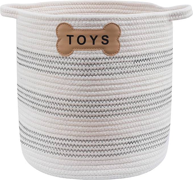 Park Life Designs Cotton Dog and Cat Toy Storage Bin, White-Gray Zigzag, 12-Inch | Collapsible Fabric Organizer | Stylish Florence Design | Lightweight, Durable Canvas