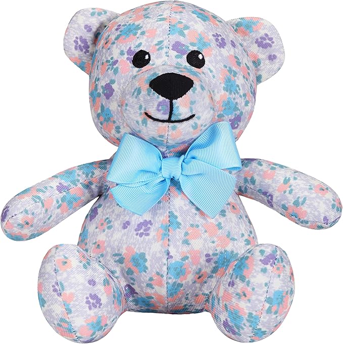 Blueberry Pet Cat & Dog Toys - 6" Bluey Stuffed Animals for Puppies, Plush Squeak Toy, Floral Lavender Happy Bear, Soft & Durable, Puppy Toys, Machine-Washable, Matching Collar Available