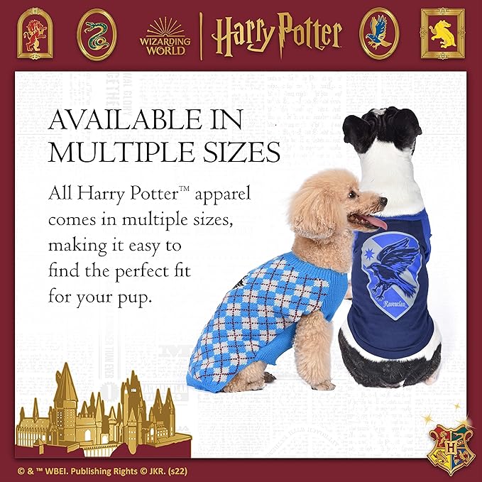 Harry Potter Ravenclaw Dog Sweater - Pet Outerwear for Dogs - Officially Licensed Dog Apparel & Accessories for Hogwarts Houses, Size Large