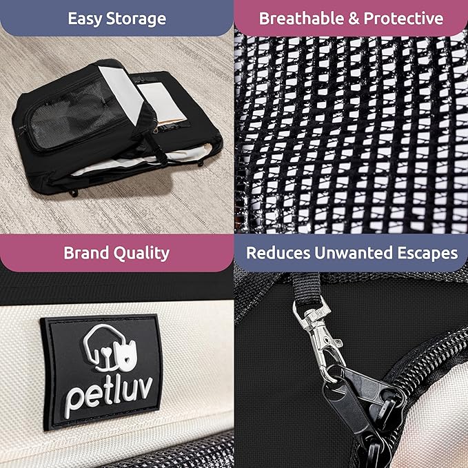 Cat & Dog Pet Carrier, Soft-Sided, Medium 20"x13"x13" Fits Most Cats or Small Dog, Comfortable for Travel & Vet Visits, Privacy Windows, Removable Plush Bed, Locking Zippers, Folds Flat