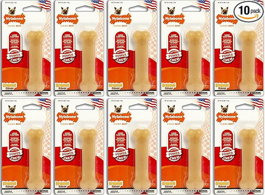 (10 Pack) Nylabone Dura Chew Original Flavored Bone Dog Chew Toys - Size Petite