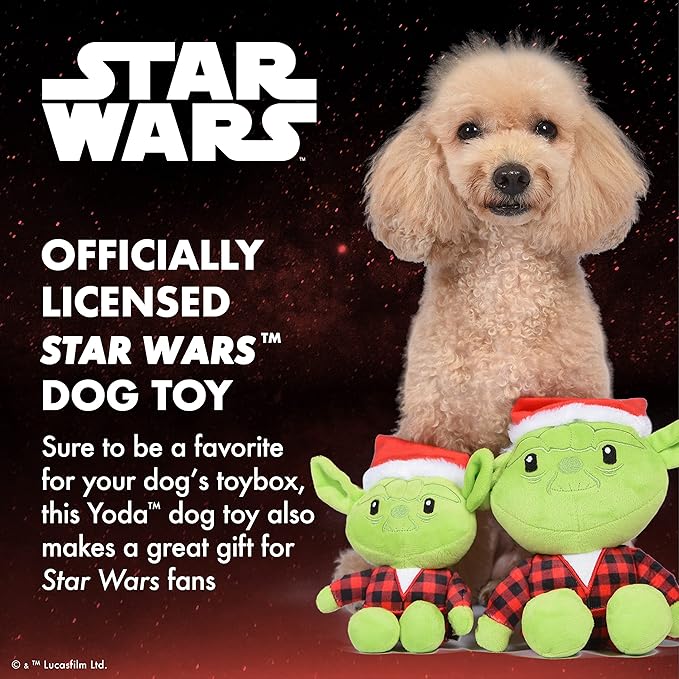 STAR WARS for Pets Dog Toy Yoda Dog Toy for Holidays | Santa Yoda Squeaky Dog Toy Chew Toy | Holiday Dog Toy Plush Toys | 6 Inch Small Dog Toy (FF24145)