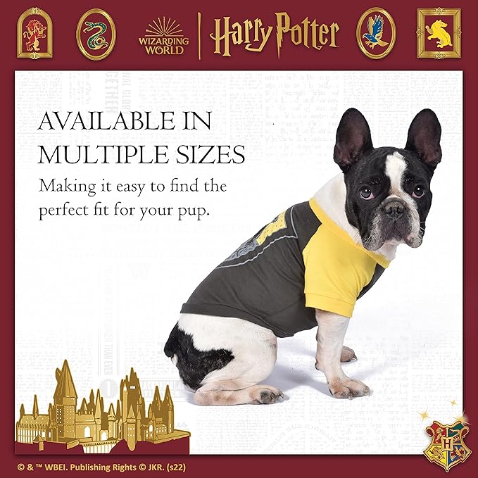 Harry Potter Hufflepuff Dog T-Shirt - Pet Costume Shirt for Dogs - Officially Licensed Dog Apparel & Accessories for Hogwarts Houses, Size Medium