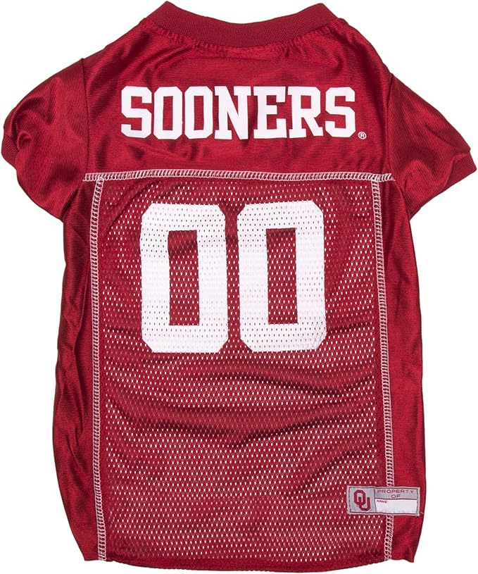 Pets First NCAA College Oklahoma Sooners Mesh Jersey for DOGS & CATS, Large. Licensed Dog Jersey with your Favorite Football/Basketball College Team