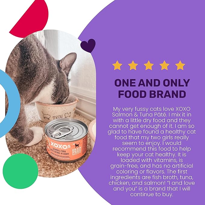 I AND LOVE AND YOU XOXOs Wet Cat Food - Salmon + Tuna Pâté - Grain Free, Filler Free, 3oz Pack of 24 Cans