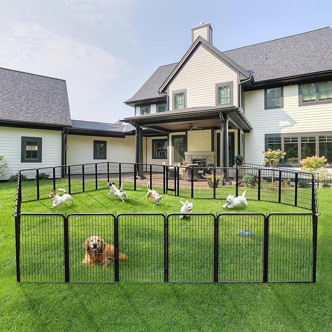 Topeakmart Dog Playpen Outdoor Puppy Exercise Pen Indoor Portable Pet Fence for Yard/RV Camping, 40 Inch 24 Panels