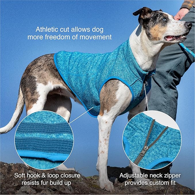 Kurgo Core Dog Sweater, Knit Dog Sweater With Fleece Lining, Cold Weather Pet Jacket, Zipper Opening for Harness, Adjustable Neck, Year-Round Sweater for Extra Large Dogs (Heather Orange, X-Large)