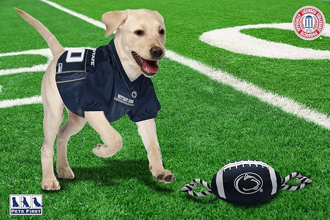 NCAA Penn State Nittany Lions Football Dog Toy, Tough Quality Nylon Materials, Strong Pull Ropes, Inner Squeaker, Collegiate Team Color