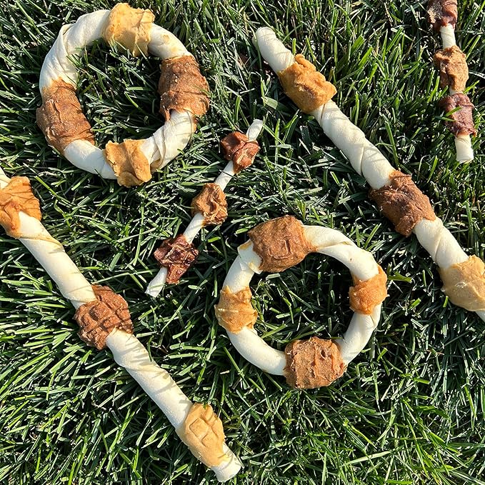 Cadet Gourmet X-Large Triple-Flavored Beef Hide Shish Kabob Dog Treats - Healthy & Natural Chicken, Liver, and Sweet Potato Dog Treats for Dogs Over 30 Lbs., 10 in. (15 Count)