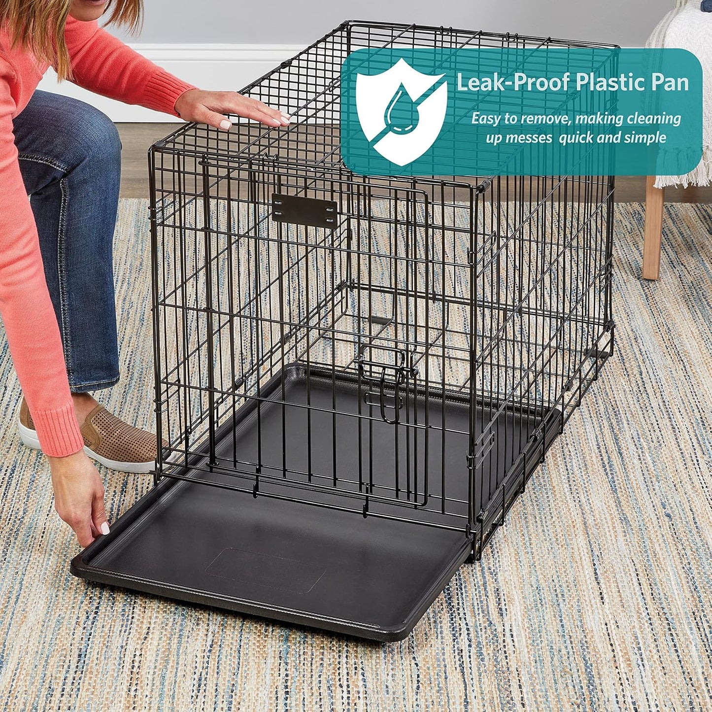 MidWest Homes for Pets 36-Inch Two-Door iCrate Folding Dog Crate with Divider Panel, Leak-Proof Tray & Secure Latches – Metal Wire Kennel for M-L Breeds – Portable, Durable & Easy to Assemble