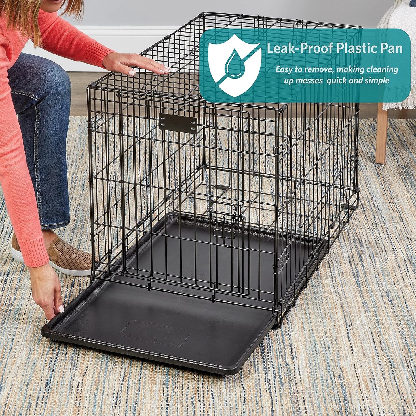 MidWest Homes for Pets 24-Inch Two-Door iCrate Folding Dog Crate with Divider Panel, Leak-Proof Tray & Secure Latches – Metal Wire Kennel for Small Breeds – Portable, Durable & Easy to Assemble