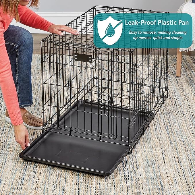 MidWest Homes for Pets 18-Inch iCrate for Tiny Breeds, Up to 10 lbs, Double Door Folding Dog Crate with Divider Panel, Leak-Proof Tray & Secure Latches, Portable, Durable & Easy to Assemble
