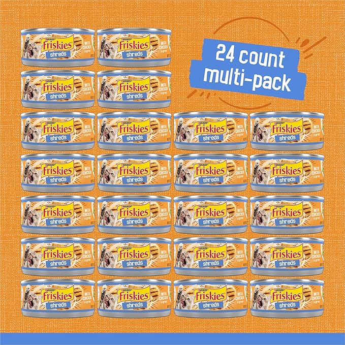 Friskies Purina Shreds with Chicken in Wet Cat Food Gravy - 5.5 oz. Cans (Pack of 48)