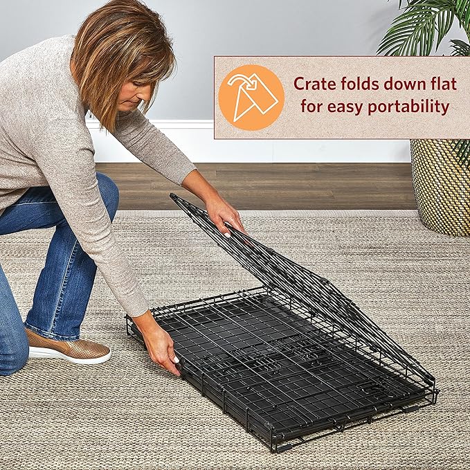 MidWest Homes for Pets 22-Inch LifeStages Crate for Extra-Small Breeds, Up to 15 lbs, Double Door Folding Dog Crate with Divider Panel, Leak-Proof Tray & Secure Latch, Heavy-Duty & Easy to Assemble