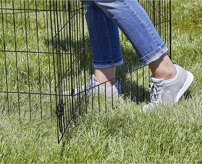 MidWest Homes for Pets 48-Inch Exercise Pen, for Indoor and Outdoor Use, 16 Sq Feet of Play, Single Door Folding Dog Pen, with Large Door Opening & Secure Latch, Easy to Set Up, Foldable Dog Playpen