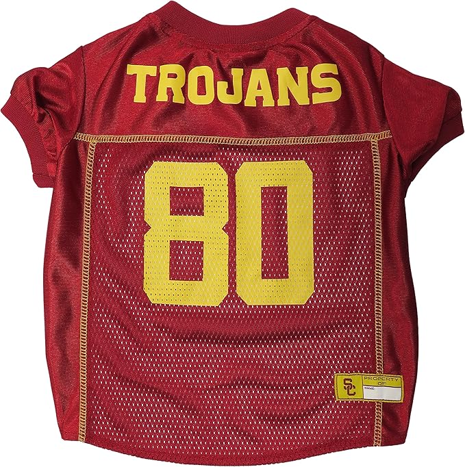 Pets First NCAA College USC Trojans Mesh Jersey for DOGS & CATS, Large. Licensed Dog Jersey with your Favorite Football/Basketball College Team
