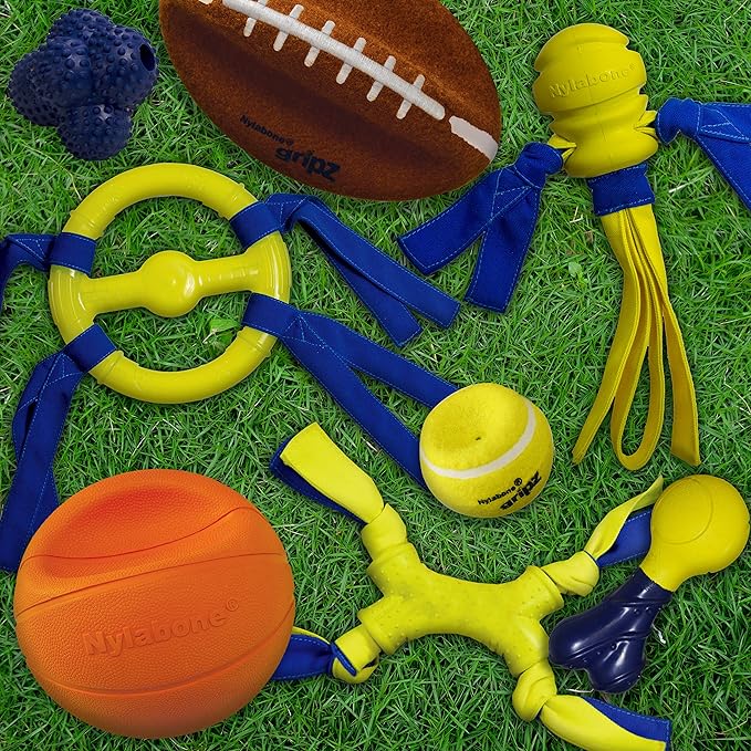 Nylabone Power Play Felt Football Gripz Fetch Toy, Squeaky Ball Chew Toy for Dogs, Medium (1 Count)