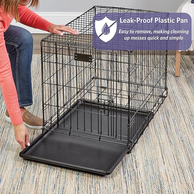 MidWest Homes for Pets 24-Inch iCrate for Small Breeds, 12-20 lbs, Single Door Folding Dog Crate with Divider Panel, Leak-Proof Tray & Secure Latch, Portable, Durable & Easy to Assemble