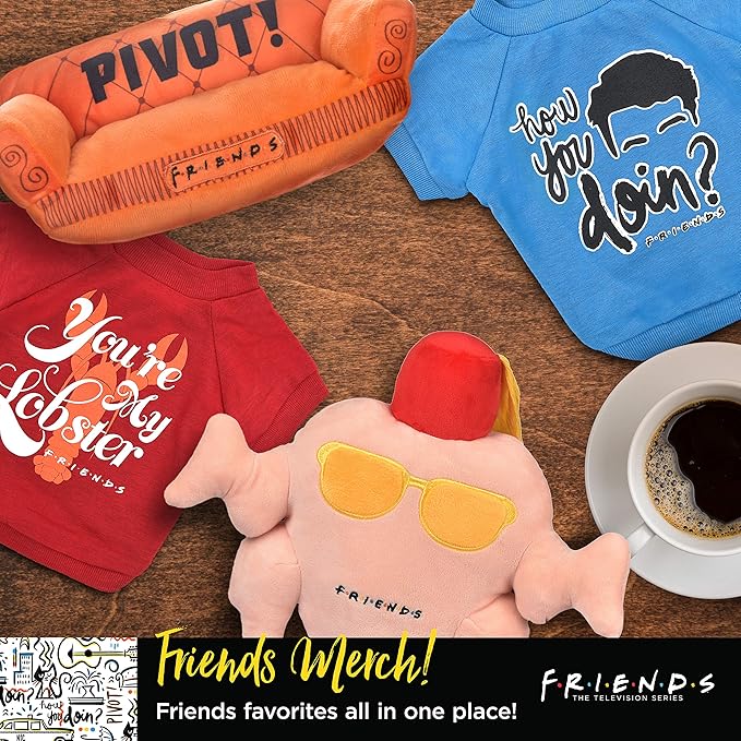 Friends the TV Show Dog Toy, Orange Sofa Pivot Couch from Friends TV Show Stuffed Animal Dog Toy, Merchandise Plush Dog Toy, 10"