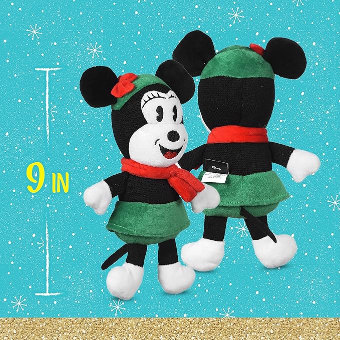 Disney for Pets 9 Inch Holiday Plush Minnie Mouse Squeaker Toy for Dogs | Minnie Mouse Plush Dog Toy | Holiday Disney Toys for Dogs, Official Product of Disney for Pets