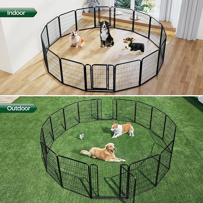 Topeakmart Dog Playpen Outdoor Puppy Exercise Pen Indoor Portable Pet Fence for Yard/RV Camping, 32 Inch 16 Panels