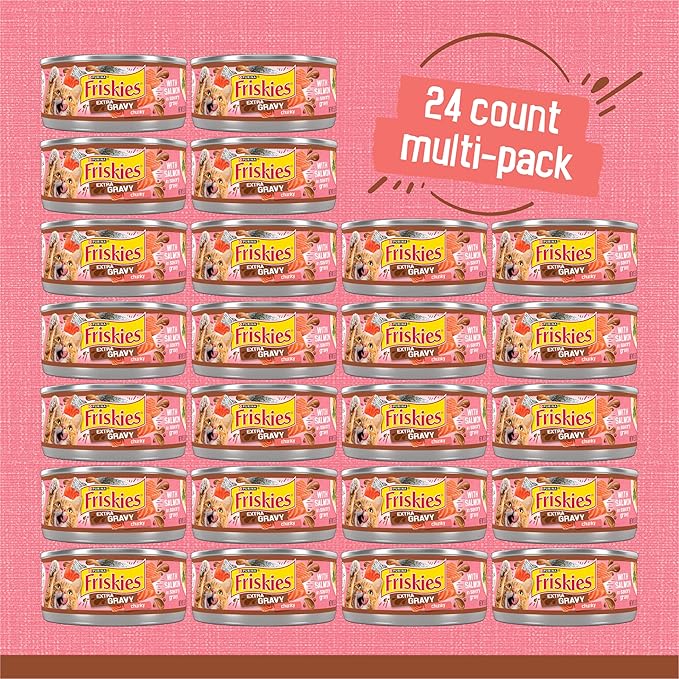 Purina Friskies Extra Gravy Wet Cat Food Chunky With Salmon in Savory Gravy - (Pack of 24) 5.5 oz. Cans