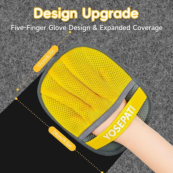 Pet Hair Removal Glove, Five-Finger Magic Brush Electrostatic Mitt, Pet Hair Remover Tool for Dog & Cat, Reusable Pet Hair Gloves Pet Grooming Needs, Fur Remover for Couch, Clothing & Carpet
