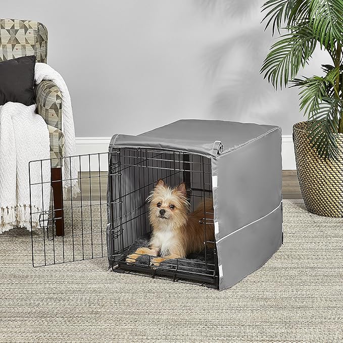 New World Dog Crate Comfort Kit, Matching Dog Crate Cover & Dog Bed, Fits 24-Inch Long Dog Crates, Machine Washable & Dryer Friendly, Gray