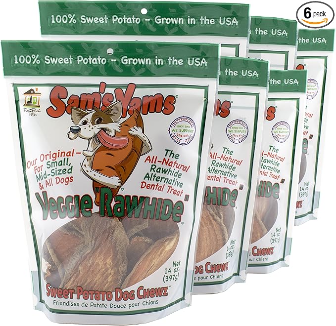 Front Porch Pets Sweet Potato Dog Chewz - 6 Pack - Value Pack Veggie Rawhide