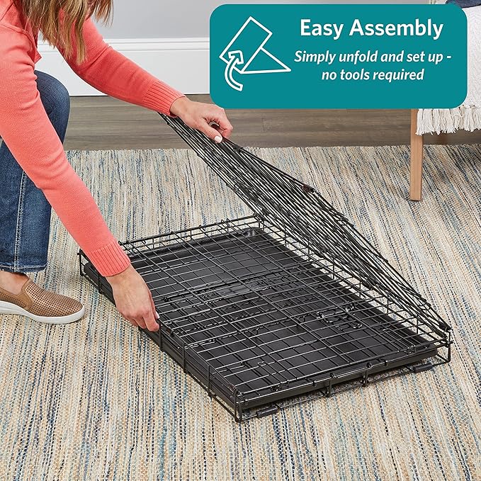 MidWest Homes for Pets 30-Inch iCrate for Medium Breeds, 21-40 lbs, Double Door Folding Dog Crate with Divider Panel, Leak-Proof Tray & Secure Latches, Portable, Durable & Easy to Assemble