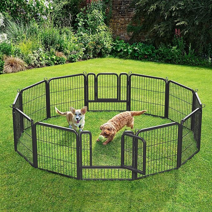 Topeakmart Dog Playpen Outdoor Puppy Exercise Pen Indoor Portable Pet Fence for Yard/RV Camping, 24 Inch 12 Panels